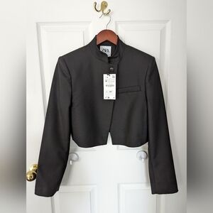 BNWT Zara Cropped Black Blazer Jacket, M